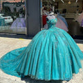 Off Shoulder Quinceanera Dresses Beaded Appliques Sweet 16 Party Ball Gown C1916