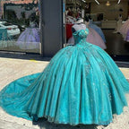 Off Shoulder Quinceanera Dresses Beaded Appliques Sweet 16 Party Ball Gown C1916