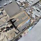 Fendi silver sequin and leather baguette bag
