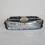 Fendi silver sequin and leather baguette bag