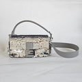 Fendi silver sequin and leather baguette bag