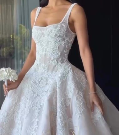 Rustic Wedding Dress Ball Gowns Square Neck White Lace Tulle Long Wedding Dress Summer Brides Dresses Bridal Gown