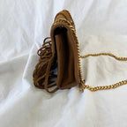 Saint Laurent Monogram Suede Fringe Shoulder Bag