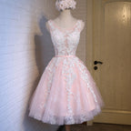 Short pink lace tight cute charming freshman homecoming prom gowns dress