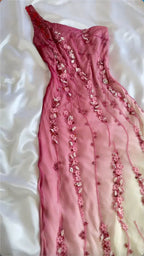 Simple Mermaid Prom Gowns With Beads One Shoulder Prom Dresses For Teens