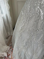 Sparkling Silver-Grey Strapless Sequined Ball Gown Evening Dresses