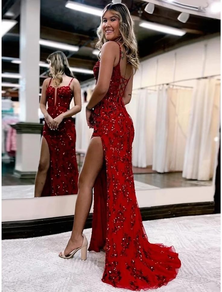 Mermaid /Trumpet Evening Gown Open Back Prom Dresses Party Dresses