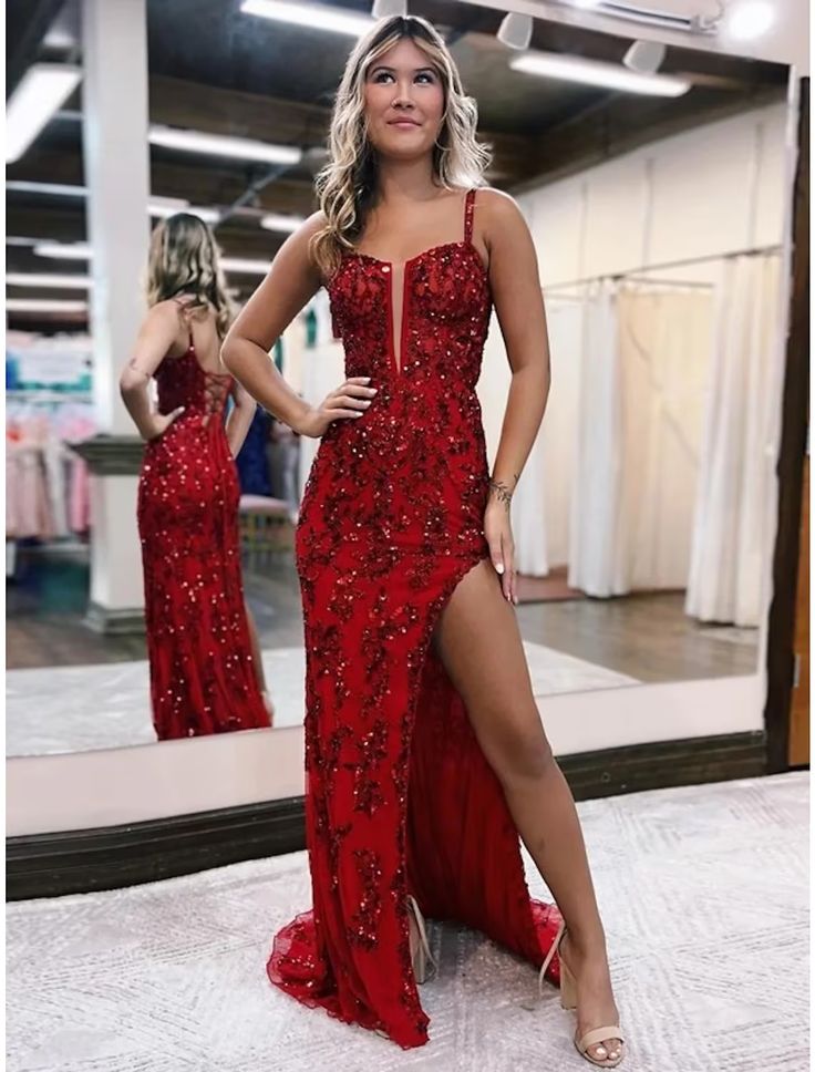 Mermaid /Trumpet Evening Gown Open Back Prom Dresses Party Dresses