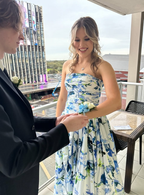 Strapless Print Floral Long Prom Dresses Prom Gowns