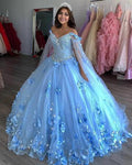 Blue v neck ball gown long prom dress evening dress C1598