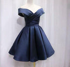 Simple Navy Blue Short Homecoming Dress Ruffle Mini Party Gowns Custom Made Women Party Gowns ,Short Graduation Dress C665
