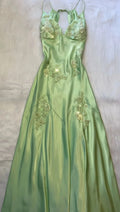 V-Neck Long Prom Dresses ,Light Green Prom Gowns