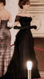 Vintage Ball Gowns Black Birthday Prom Dress Off The Shoulder Prom Dresses