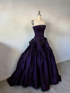 Vintage Ball Gowns Strapless Burgundy Sleeveless Satin 90S Classy Prom Dress Inspiration Prom Dress Princess Graduation Dresses