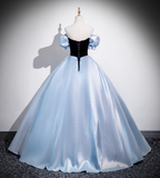 Vintage Court Blue Off-Shoulder Bow Velvet Satin Long Ball Gown Evening Dresses Sweet 16 Dresses